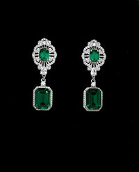 4.00 Ct Emerald Cut Green Emerald Gorgeous Bridal Wedding Earrings In 925 Sterling Silver