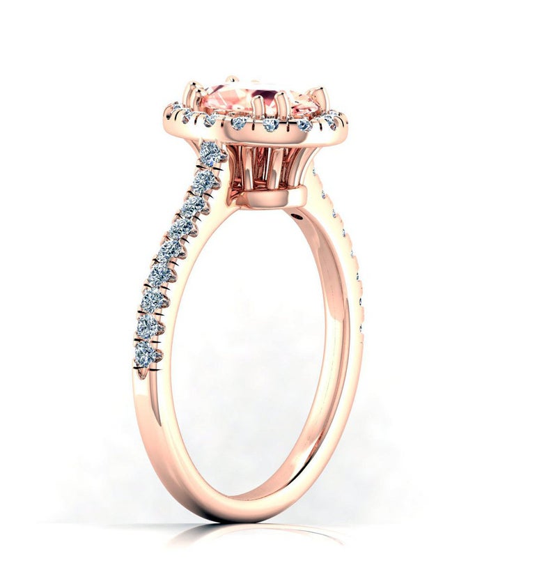 3 CT Oval Cut Pink Morganite Diamond 925 Sterling Silver Halo Anniversary Ring For Women