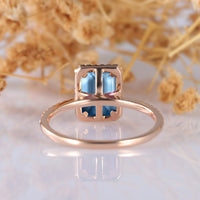 1 CT Emerald Cut London Blue Topaz Diamond 925 Sterling Silver Engagement Ring