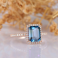 1 CT Emerald Cut London Blue Topaz Diamond 925 Sterling Silver Engagement Ring