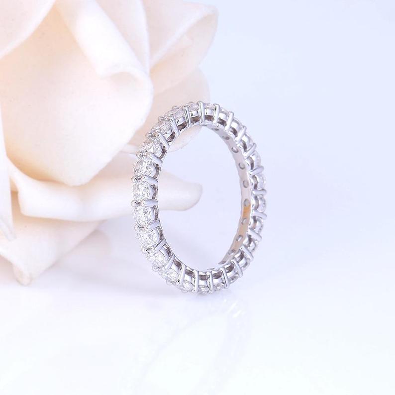 1 CT Round Cut Diamond 925 Sterling Silver Full Eternity Promise Ring