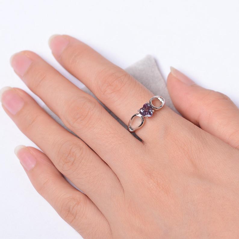1 Ct Heart Cut Alexandrite 925 Sterling Silver Split Shank Solitaire Proposal Ring