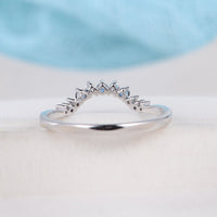 1.20 Ct Round Cut Blue Sapphire & White CZ Curve Promise Band Ring In 925 Sterling Silver