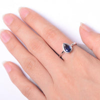 1.00 Ct Pear Cut Blue Sapphire Solitaire September Birthstone Ring In 925 Sterling Silver