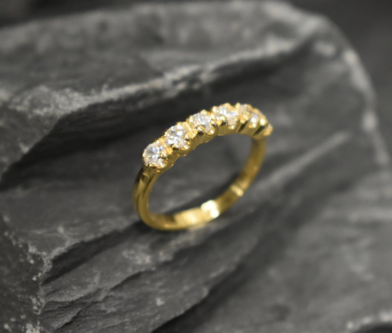 1 CT Round Cut Diamond 925 Sterling Silver Half Eternity Promise Band Ring