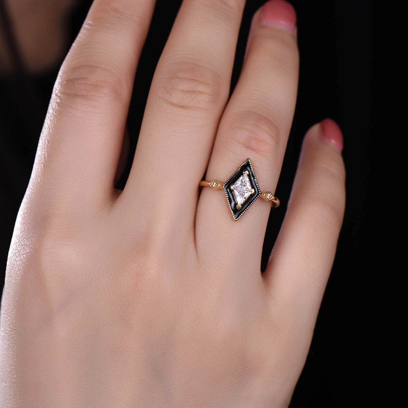2.00 Ct Trillion Cut Diamond Yellow Gold Over On 925 Sterling Silver Anniversary Gift Unique Ring - atjewels.in