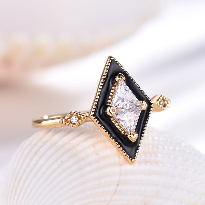 2.00 Ct Trillion Cut Diamond Yellow Gold Over On 925 Sterling Silver Anniversary Gift Unique Ring - atjewels.in