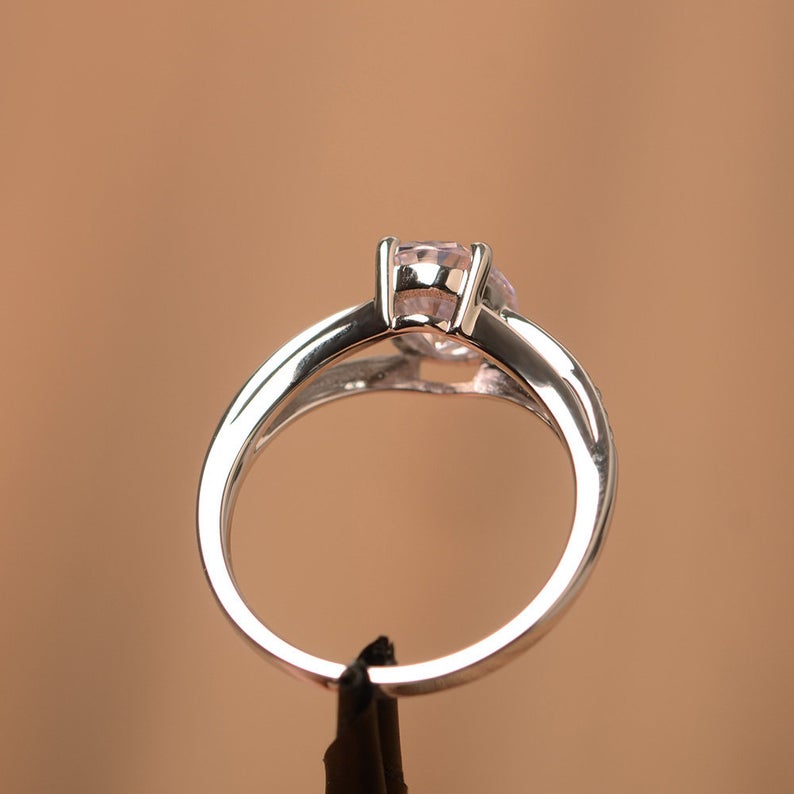 1.50 Ct Oval Cut Pink Sapphire 925 Sterling Silver Solitaire W/Accents Engagement Ring