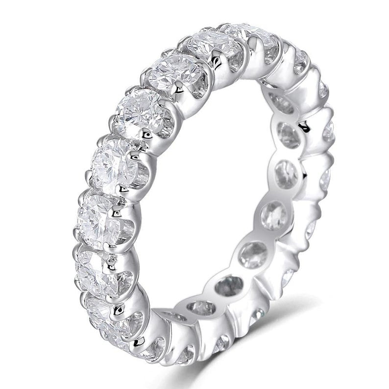 1 CT Round Cut Diamond 925 Sterling Silver Full Eternity Wedding Band Ring