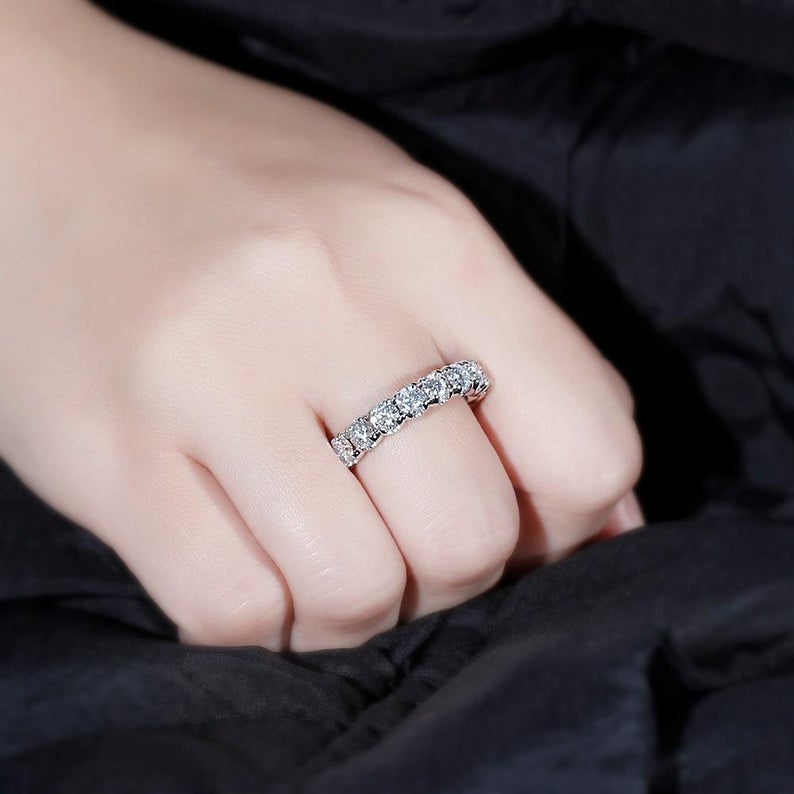 1 CT Round Cut Diamond 925 Sterling Silver Full Eternity Wedding Band Ring