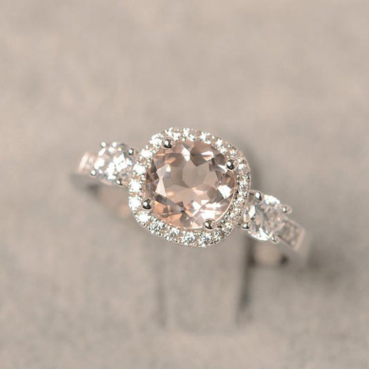 2.30 Ct Cushion Cut Morganite 925 Sterling Silver Halo Engagement Wedding Ring