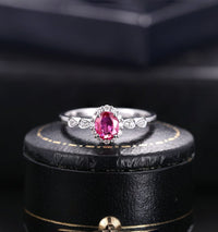1 CT Oval Cut Red Ruby Diamond 925 Sterling Silver Halo Anniversary Ring