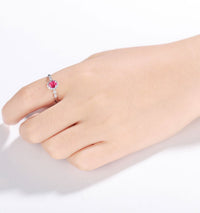 1 CT Oval Cut Red Ruby Diamond 925 Sterling Silver Halo Anniversary Ring