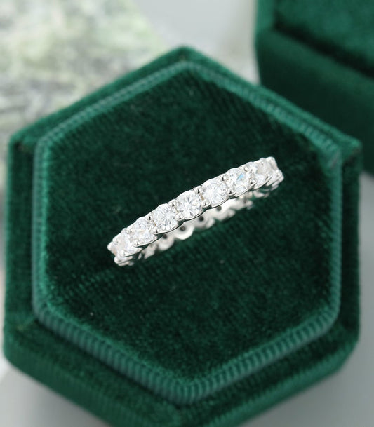 1 CT Round Cut Diamond 925 Sterling Silver Full Eternity Wedding Band Ring