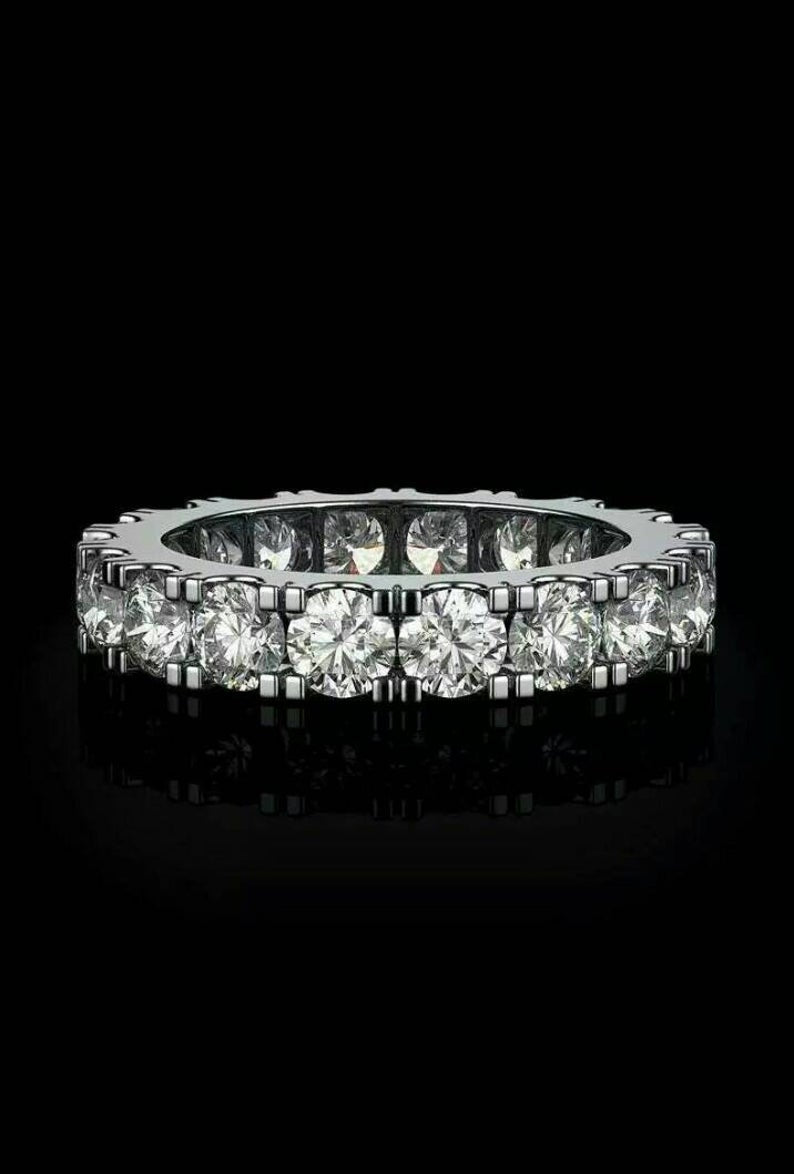 1 CT Round Cut Diamond 925 Sterling Silver Full Eternity Wedding Band Ring