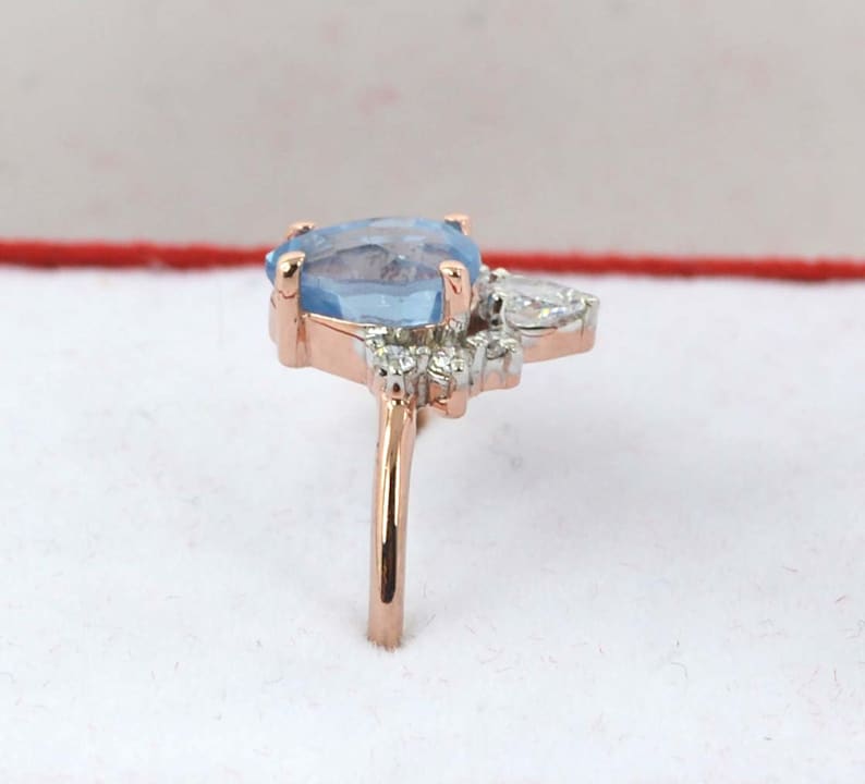 1.50 CT Pear Cut Aquamarine Diamond 925 Sterling Silver Solitaire With Accent Ring