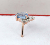 1.50 CT Pear Cut Aquamarine Diamond 925 Sterling Silver Solitaire With Accent Ring