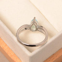 1.25 Ct Pear Cut Aquamarine 925 Sterling Silver Split Shank Engagement Ring