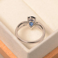 1.20 Ct Pear Cut Blue Sapphire 925 Sterling Silver Split Shank Solitaire Promise Ring