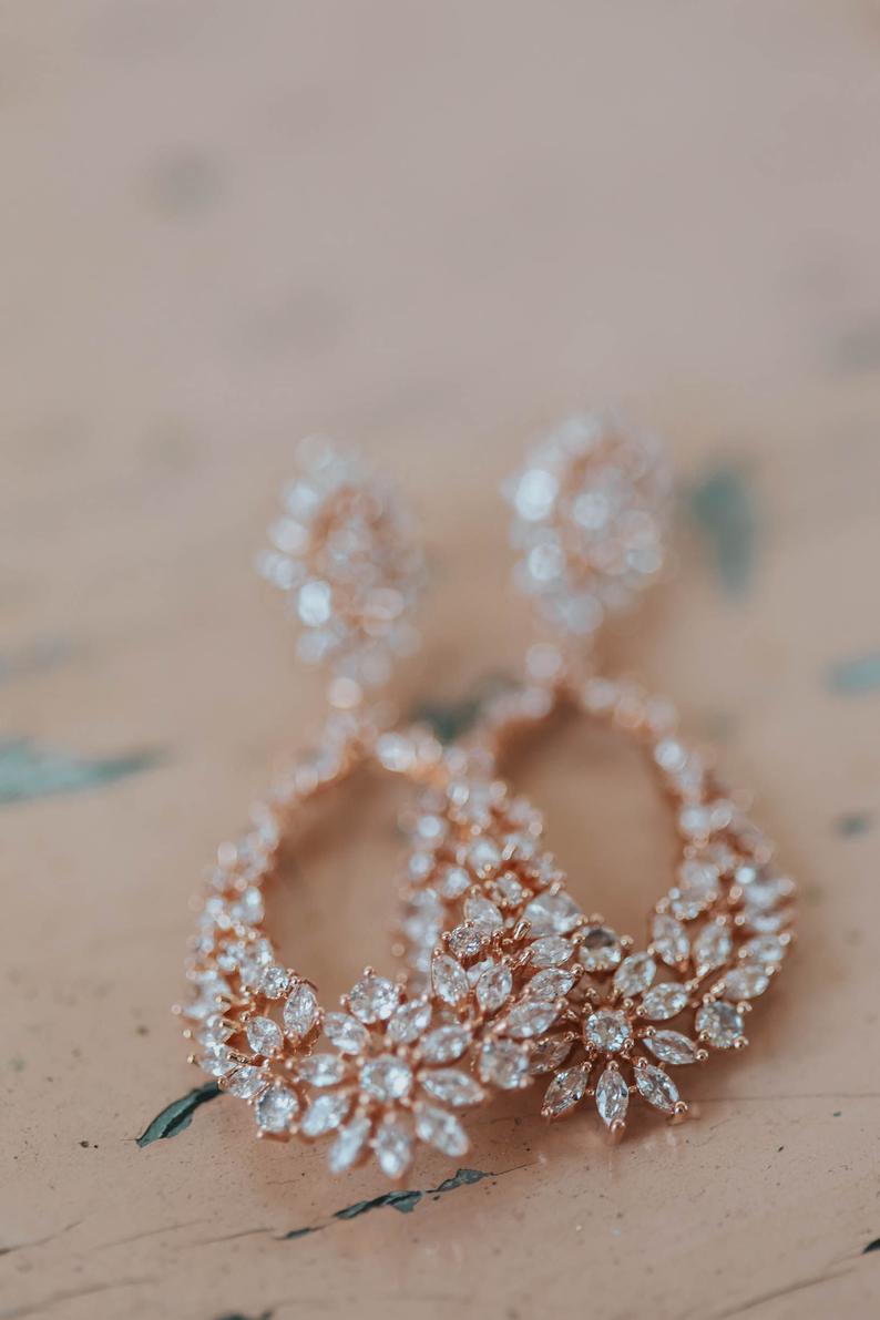 3.50 Ct Marquise Cut Diamond Rose Gold Over On 925 Sterling Silver Wedding Bridal Earrings