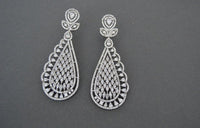 3.50 Marquise & Pear Cut White Diamond Engagement Wedding Dangle Earrings In 925 Sterling Silver