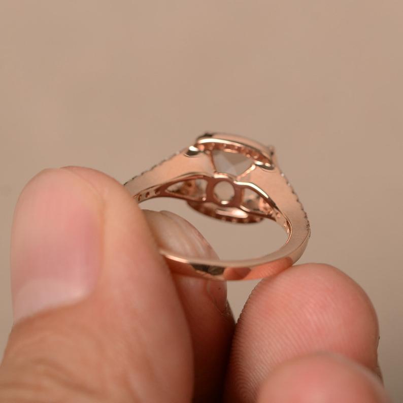 2.25 Ct Cushion Cut Morganite 925 Sterling Silver Halo Engagement Wedding Ring