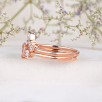 1 CT Oval Cut Morganite Diamond Rose Gold Over On 925 Sterling Silver Halo Bridal Ring Set