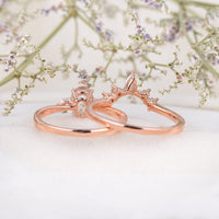 1 CT Oval Cut Morganite Diamond Rose Gold Over On 925 Sterling Silver Halo Bridal Ring Set