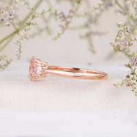 1.50 Ct Oval Cut Morganite & Round CZ Three-Stone Pretty Promise Gift Ring In 925 Sterling Silver