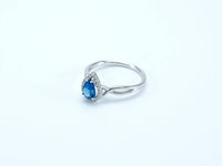 1 CT Pear Cut Blue Topaz Diamond 925 Sterling Silver Halo Engagement Ring