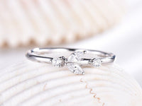 1.20 Ct Marquise & Round Cut Diamond 925 Sterling Silver Arrow Style Unique Ring