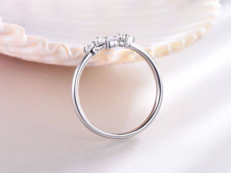 1.20 Ct Marquise & Round Cut Diamond 925 Sterling Silver Arrow Style Unique Ring