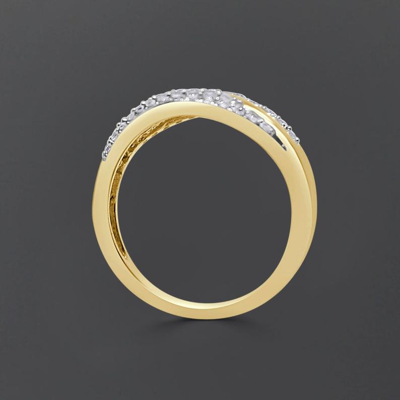 2 Ct Brilliant Cut White Diamond Two-Tone Engagement Wave Ring In 925 Sterling Silver