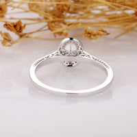 1 CT Oval Cut Diamond White Gold Over On 925 Sterling Silver Halo Promise Ring