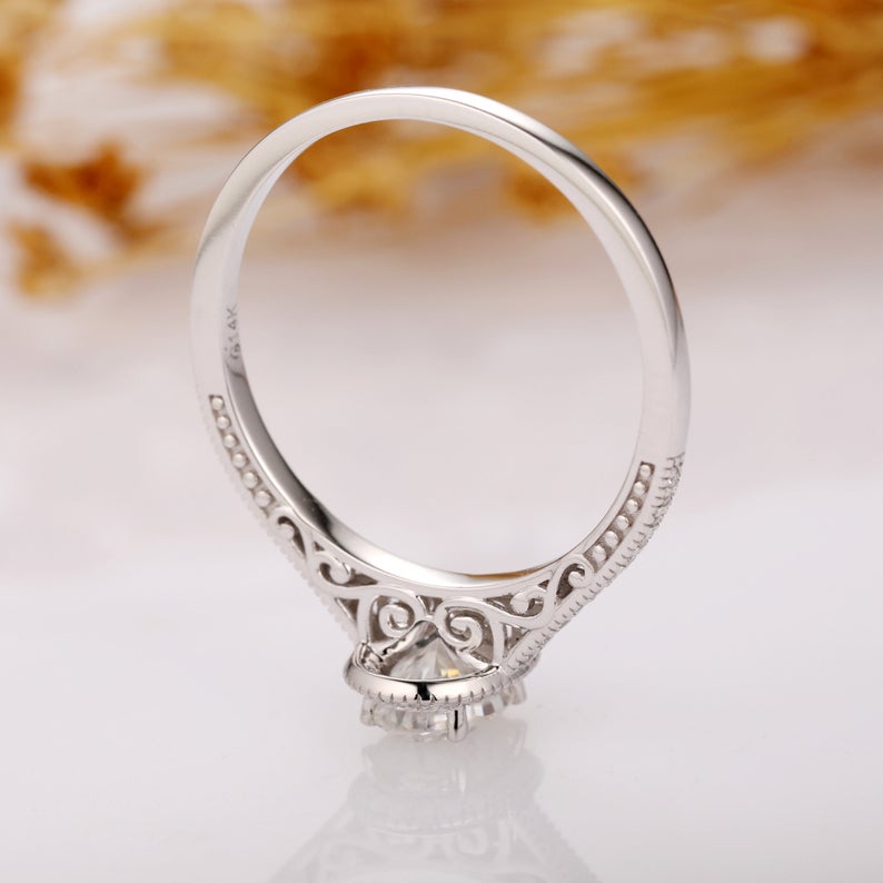 1 CT Oval Cut Diamond White Gold Over On 925 Sterling Silver Halo Promise Ring