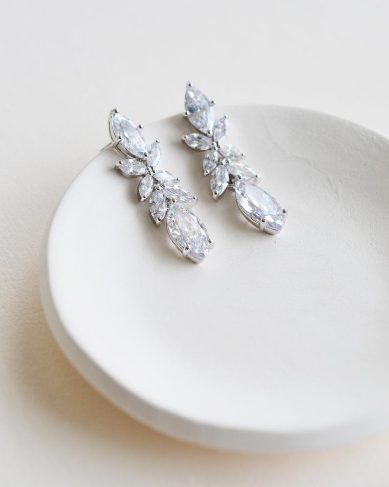 3.20 Ct Marquise Cut Diamond 925 Sterling Silver Anniversary Gift Earrings For Her