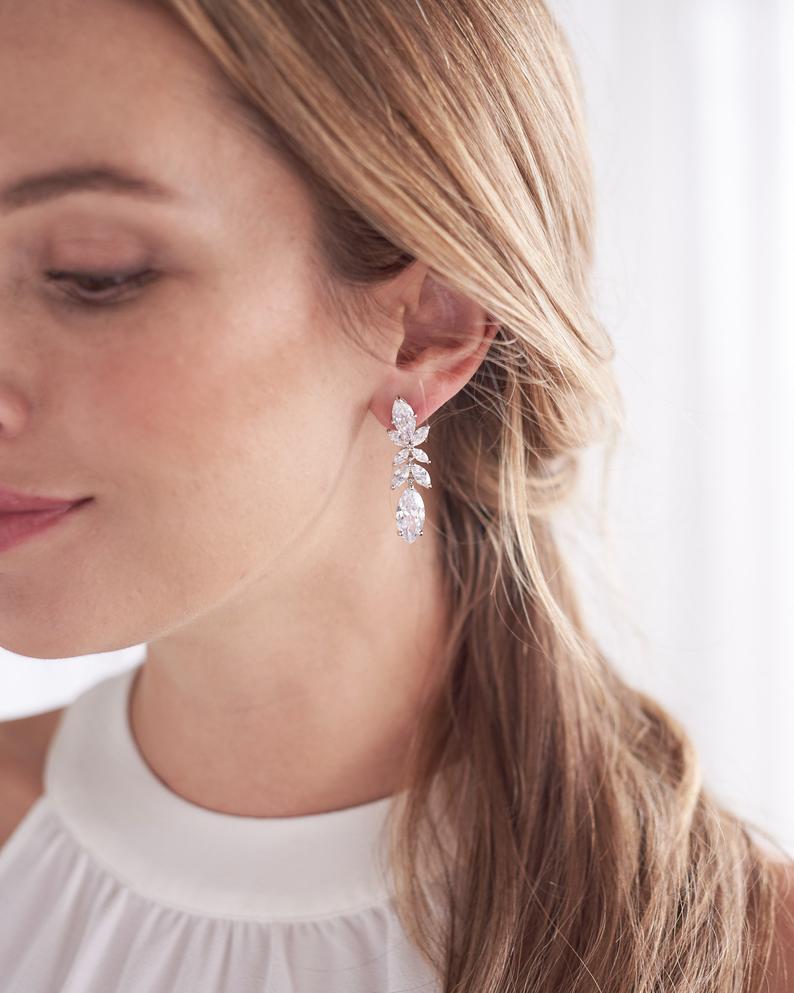 3.20 Ct Marquise Cut Diamond 925 Sterling Silver Anniversary Gift Earrings For Her