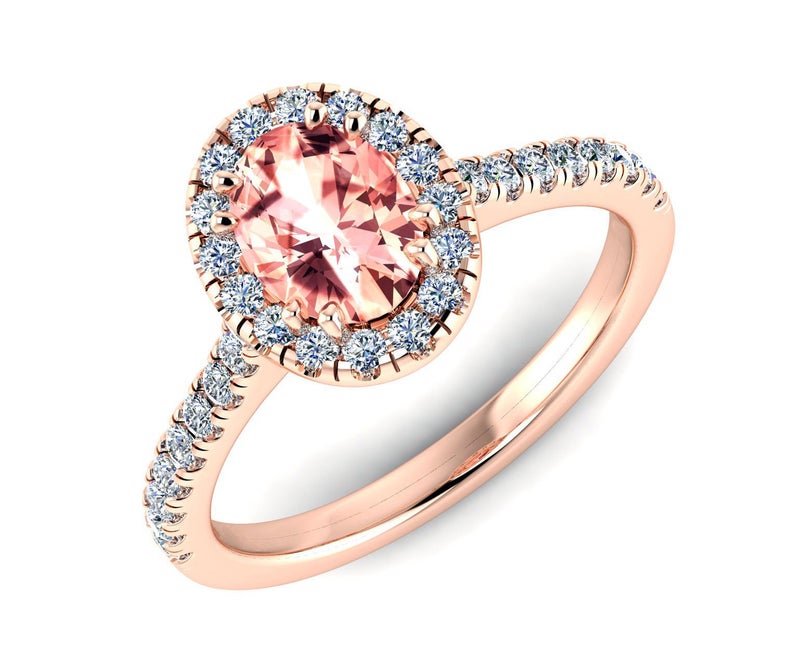 3 CT Oval Cut Pink Morganite Diamond 925 Sterling Silver Halo Anniversary Ring For Women