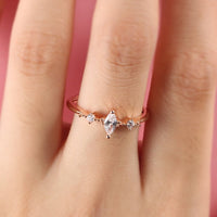 1 CT Marquise & Round Cut Diamond Rose Gold Over On 925 Sterling Silver Anniversary Ring for Women and Girls