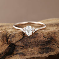 1 CT Oval Cut Diamond Rose Gold Over On 925 Sterling Silver Cluster Wedding Ring For Women