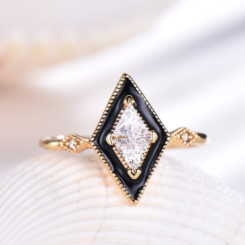 2.00 Ct Trillion Cut Diamond Yellow Gold Over On 925 Sterling Silver Anniversary Gift Unique Ring - atjewels.in