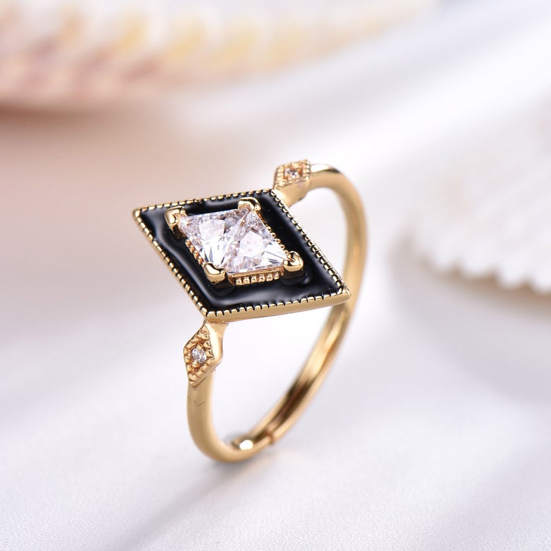 2.00 Ct Trillion Cut Diamond Yellow Gold Over On 925 Sterling Silver Anniversary Gift Unique Ring - atjewels.in