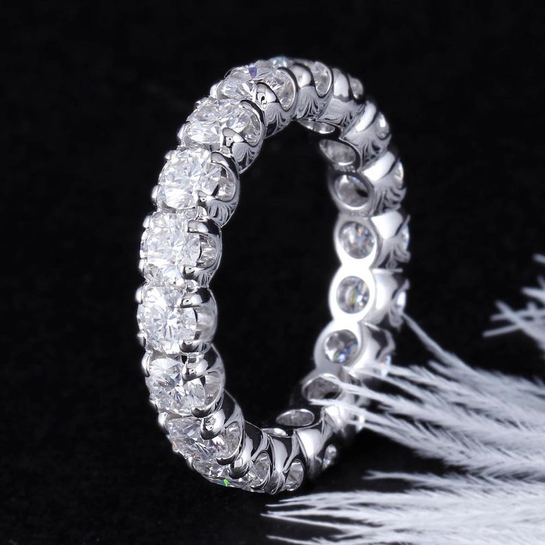 1 CT Round Cut Diamond 925 Sterling Silver Full Eternity Wedding Band Ring