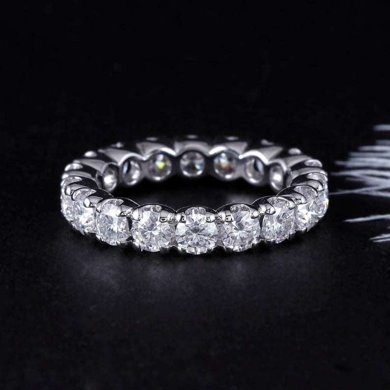 1 CT Round Cut Diamond 925 Sterling Silver Full Eternity Wedding Band Ring