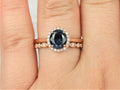 1 CT Round Cut Blue Sapphire Diamond 925 Sterling Silver Wedding Bridal Ring Set