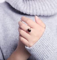 1 CT Oval Cut Red Garnet Diamond Rose Gold Over On 925 Sterling Silver Women Halo Anniversary Ring