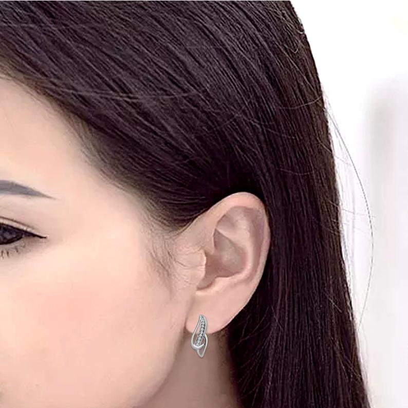 0.25 Ct Brilliant Round Cut Diamond Unique Shape Stud Earrings In 925 Sterling Silver - atjewels.in
