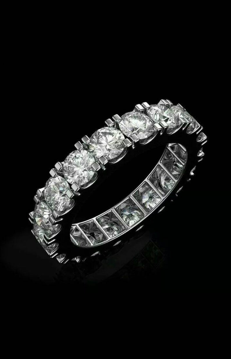1 CT Round Cut Diamond 925 Sterling Silver Full Eternity Wedding Band Ring