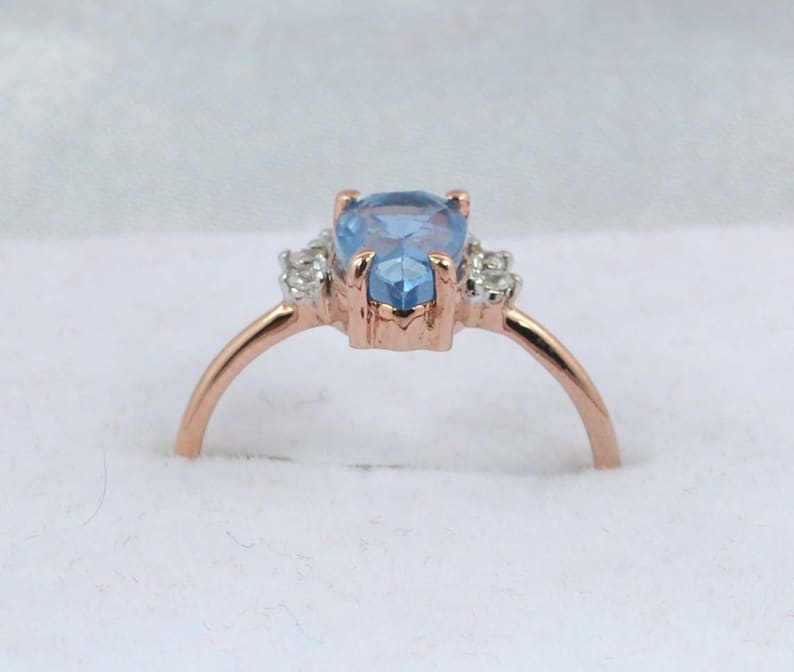 1.50 CT Pear Cut Aquamarine Diamond 925 Sterling Silver Solitaire With Accent Ring