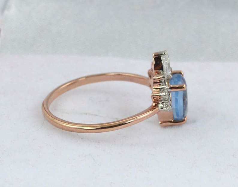 1.50 CT Pear Cut Aquamarine Diamond 925 Sterling Silver Solitaire With Accent Ring